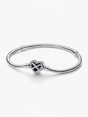 Pandora Moments Sparkling Infinity Heart Clasp Snake Chain Bracelet